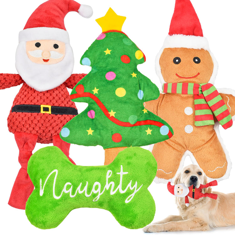 LECHONG 5 Pack Tough Dog Toys Stuffed Squeaky Dog Toys Assortment Plush Animal Dog Toy Value Bundle Puppy Pet Dog Toys for Small Medium Large Dogs