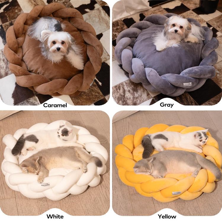 CHEERPALS Weave Cat Bed for Indoor Cats,Cute Pet Bed with Washable Cushion Fluffy Kitty Bed for Small Dog(Dark Gray)
