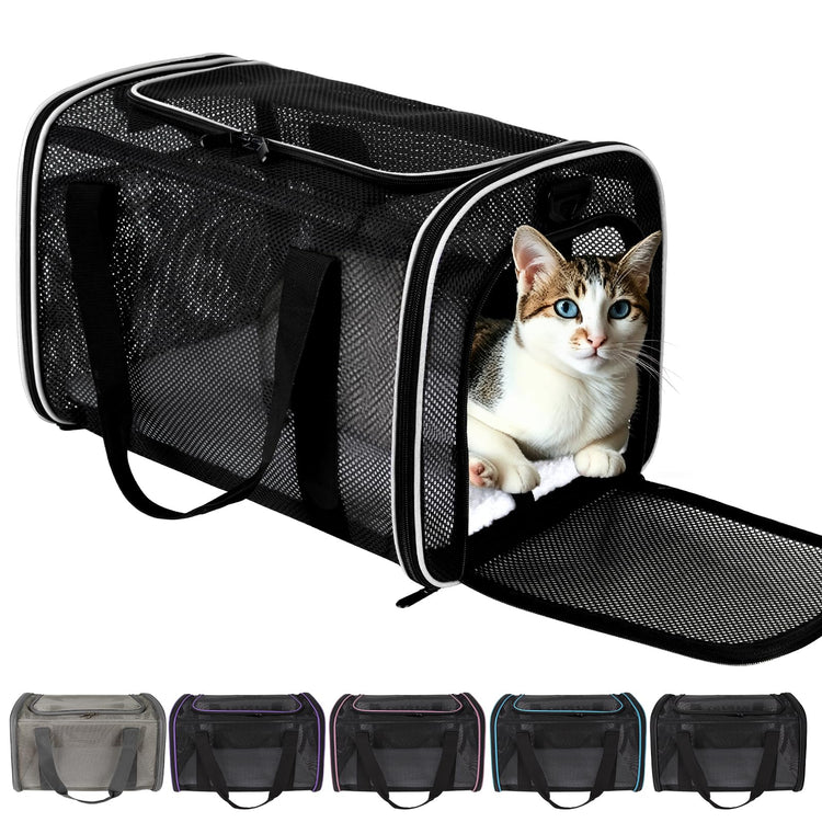 Cat Carrier Dog Carrier Pet Carriers Soft-Sided Cats Bag Animal Carriers Puppy Carrying Bag TSA Airline Approved Small Dog Carrier Soft Sided, Collapsible Travel Carriers for Big Cats(Up to 16lbs),