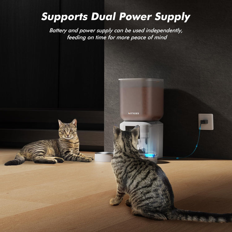 Automatic Dog Feeder - 8L/34 Cups Large Capacity Automatic Cat Food Dispenser with LCD Screen, Large Food Tray, Battery Operated, Timed Cat Feeder, Up to 50 Portions 6 Meals Per Day, Keeps Fresh