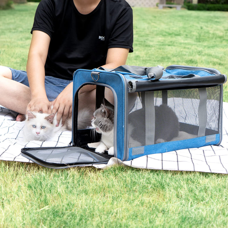 GAPZER Pet Carrier for Large Cats, Soft-Sided Cat Carrier for Medium Big Cats and Puppy up to 20lbs, Washable Dog Carrier Privacy Protection for Home Outdoor Travel