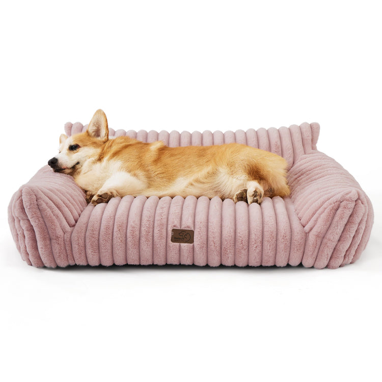Bedsure ComfyFleece™ Cute Cat Couch for Pets - As Seen on TV on Good Day New York, Fluffy Cats beds for Indoor Cats with Removable Washable Cover, Supportive Pet Sofa, 24inch, Cream