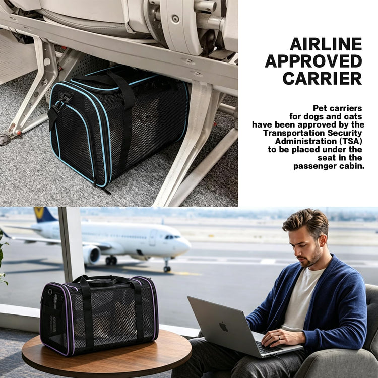 Cat Carrier Dog Carrier Pet Carriers Soft-Sided Cats Bag Animal Carriers Puppy Carrying Bag TSA Airline Approved Small Dog Carrier Soft Sided, Collapsible Travel Carriers for Big Cats(Up to 16lbs),