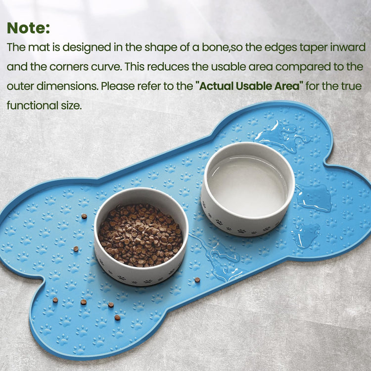 PWTAA Dog Food Mat Anti-Slip Silicone Dog Bowl Mat Thicker Pet Placemat Waterproof Cat Feeder Pad with Raised Edge Puppy Kitten Feeding Mats Suitable Small Medium-Sized Dogs Cats Eating Tray