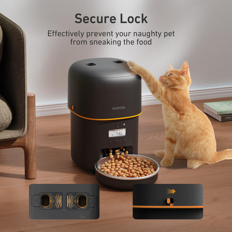 Yuposl Automatic Cat Feeders - 2L Cat Food Dispenser Easy to Use, Timed Automatic Pet Feeder with Over 180-day Battery Life, 1-6 Meals Dry Food Programmable Portion Control Also for Dogs