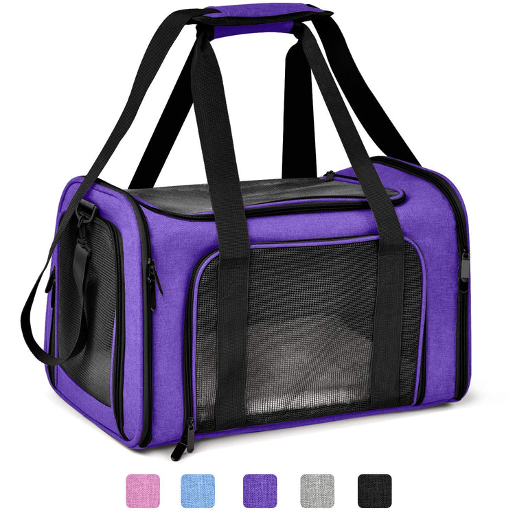 Henkelion Cat Carriers Dog Carrier Pet Carrier For Small / Medium Cats Dogs Puppies (Up To 15lbs), TSA Airline Approved Small Dog Carrier Soft Sided, Collapsible Waterproof Travel Puppy Carrier - Grey