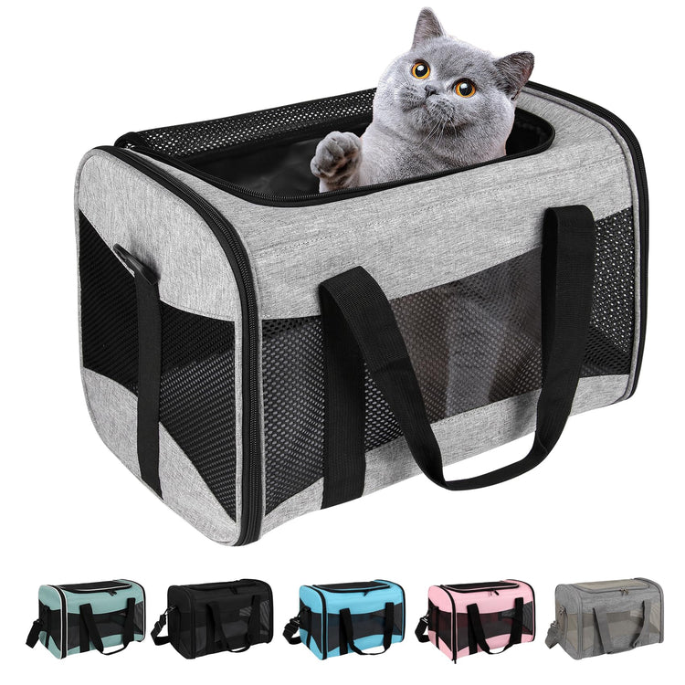Cat Dog Carriers Soft-Sided Pet Carrier Large Cats for Medium Big Cat Small Dog Puppy up to 16lbs TSA Airline Approved Animal Collapsible Cat Carrier Carriers Travel Carrier Cat Bag (17x11x11)