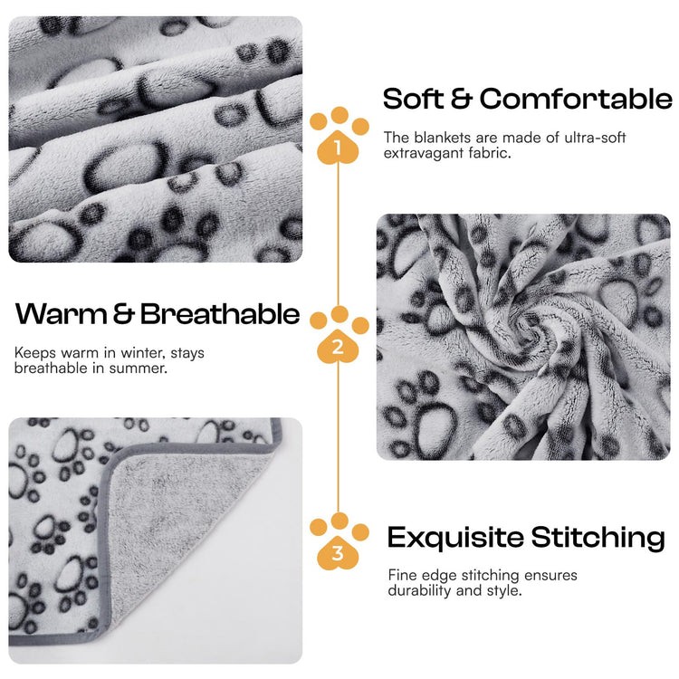 Luciphia 1 Pack 3 Blankets Super Soft Fluffy Premium Fleece Pet Blanket Flannel Throw for Dog Puppy Cat Paw Brown/Pink/White Small(23x16 inch)