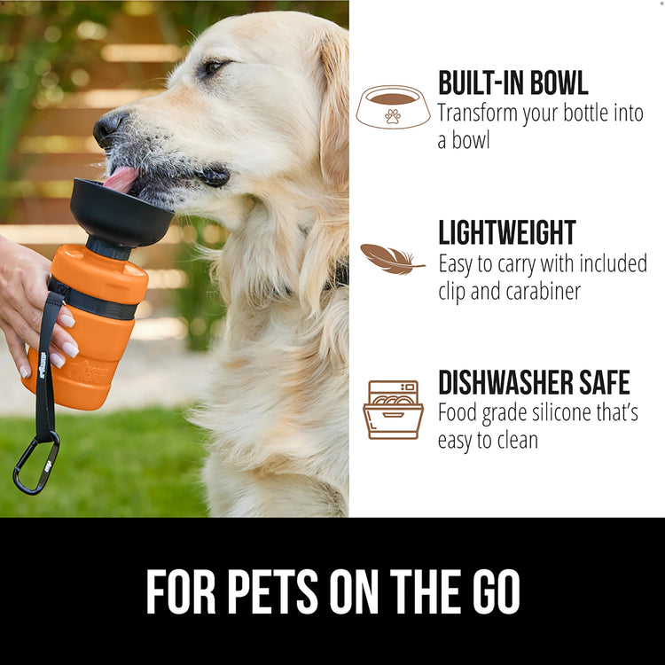 GORILLA GRIP Dog Water Bottle, Portable Water Bowl Dispenser for Dogs, 12 oz Leak Proof Pet Travel Squeeze Bottles, Food Grade Silicone, to Go Puppy Essentials, Hiking Camping Trip Accessories, Pink