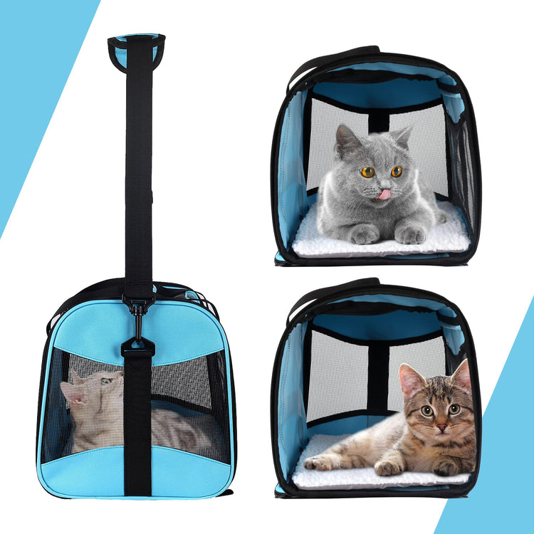 Cat Dog Carriers Soft-Sided Pet Carrier Large Cats for Medium Big Cat Small Dog Puppy up to 16lbs TSA Airline Approved Animal Collapsible Cat Carrier Carriers Travel Carrier Cat Bag (17x11x11)