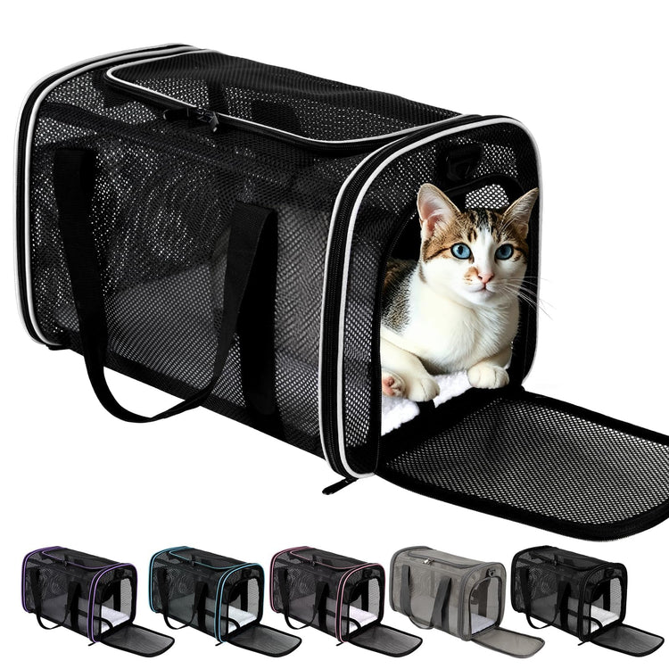 Cat Carrier Dog Carrier Pet Carriers Soft-Sided Cats Bag Animal Carriers Puppy Carrying Bag TSA Airline Approved Small Dog Carrier Soft Sided, Collapsible Travel Carriers for Big Cats(Up to 16lbs),