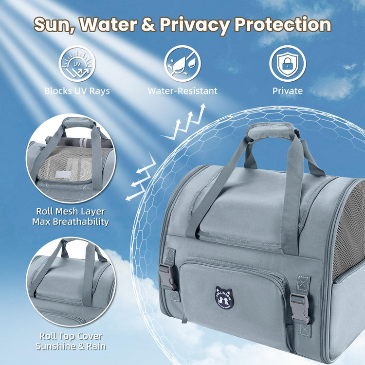 Lollimeow Expandable Cat Carrier Backpack for Large Cats - Airline Approved Pet Carrier Backpack for Small Dogs, Hiking & Travel, Waterproof with Breathable Mesh, 14lbs Capacity (Plum, Standard)