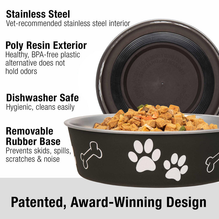 Loving Pets Bella Dog Bowls- Stainless Steel Dog & Cat Bowls - Spill Proof Dog Food Bowl, Cat Bowl, Puppy Essentials & Pet Supplies Great for Home & Travel (Medium 20-35 lbs, Blueberry)