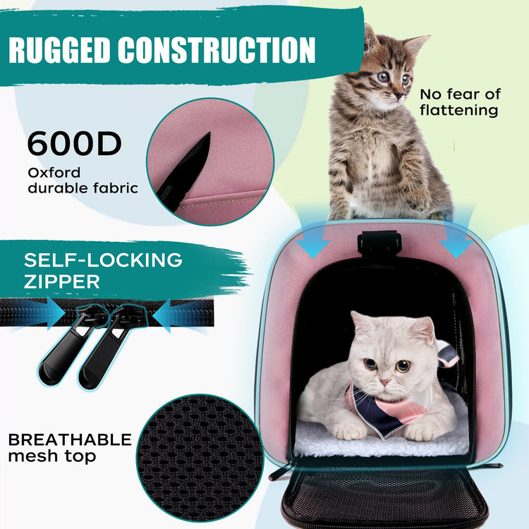 Cat, Dog Carrier for Small Medium Pet Carriers Up to15Lbs, Cats Carrier Soft- Sided Puppy Dogs Bag Portable Foldable Airline Approved Carrier Travel (Green 18 * 11 * 11)