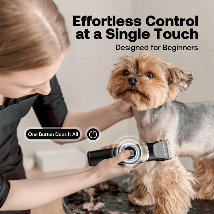 HEAPETS Dog Grooming Clippers, Low Noise, Electric Quiet, Adjustable Clipper Comb, Rechargeable Cordless Dog Hair Clippers for Dogs Cats Pets, Gold