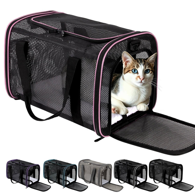 Cat Carrier Dog Carrier Pet Carriers Soft-Sided Cats Bag Animal Carriers Puppy Carrying Bag TSA Airline Approved Small Dog Carrier Soft Sided, Collapsible Travel Carriers for Big Cats(Up to 16lbs),