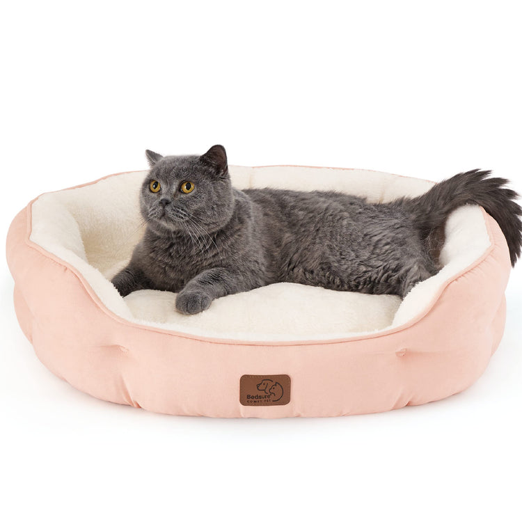 Bedsure Dog Beds for Small Dogs - Round Medium Cat Beds for Indoor Cats, Washable Pet Bed for Puppy and Kitten with Slip-Resistant Bottom, 25 Inches, Taupe