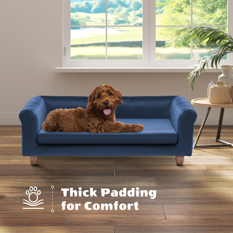 CRITTER SITTERS 33” Faux Suede Ped Bed in Brown, Durable Washable Sofa Couch for Small & Medium Cats & Dogs, Must Have Accessory for Yorkies, Shih Tzus & Frenchies, Kitten & Puppy Essential Furniture