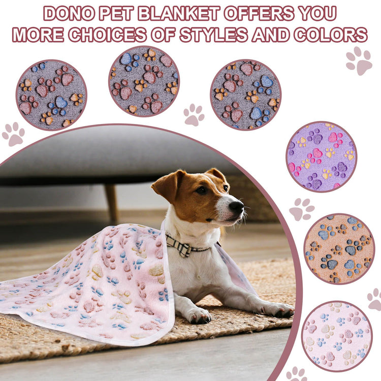 Dono 1 Pack 3 Dog Blankets, Soft Fluffy Fleece Pet Blanket Warm Sleep Mat Paw Print Design Puppy Kitten Throw Blanket Doggy Mat Blanket for Dogs