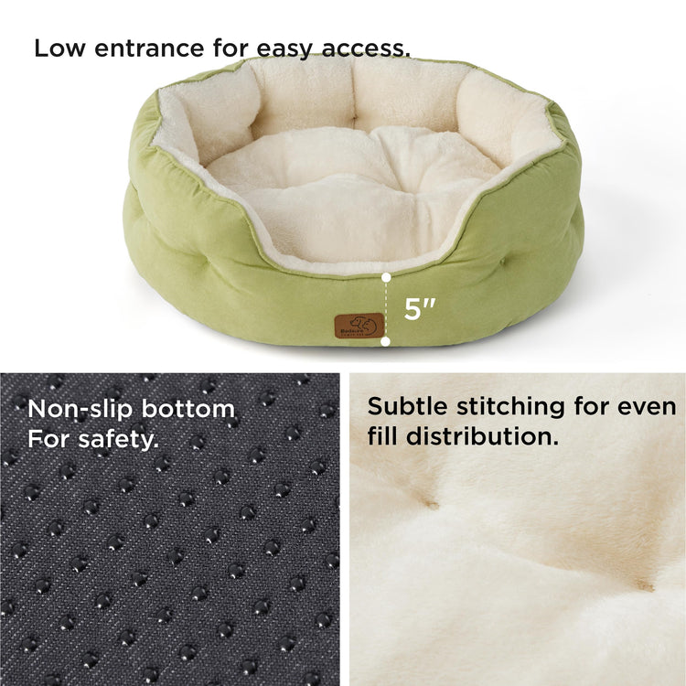 Bedsure Dog Beds for Small Dogs - Round Medium Cat Beds for Indoor Cats, Washable Pet Bed for Puppy and Kitten with Slip-Resistant Bottom, 25 Inches, Taupe