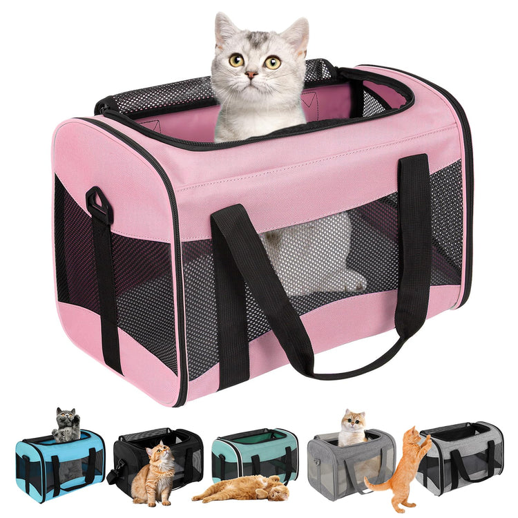 Cat Dog Carriers Soft-Sided Pet Carrier Large Cats for Medium Big Cat Small Dog Puppy up to 16lbs TSA Airline Approved Animal Collapsible Cat Carrier Carriers Travel Carrier Cat Bag (17x11x11)