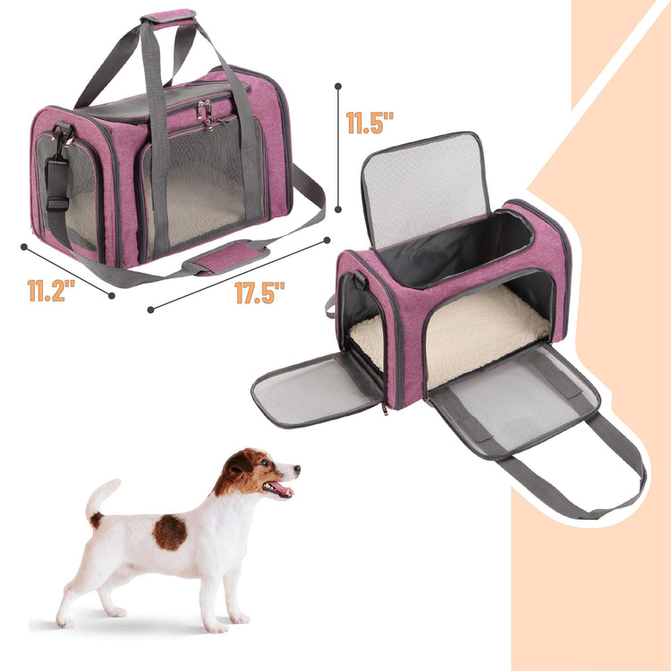 Mr. Pen- Pet Carrier, 17.5" x 11.2" x 11.5", Medium Size, Gray, Portable Travel Carrier for Small Pets, Cats & Small Dogs, Breathable Mesh, Safety Inner Leash, Side Pocket & Padded Shoulder Strap