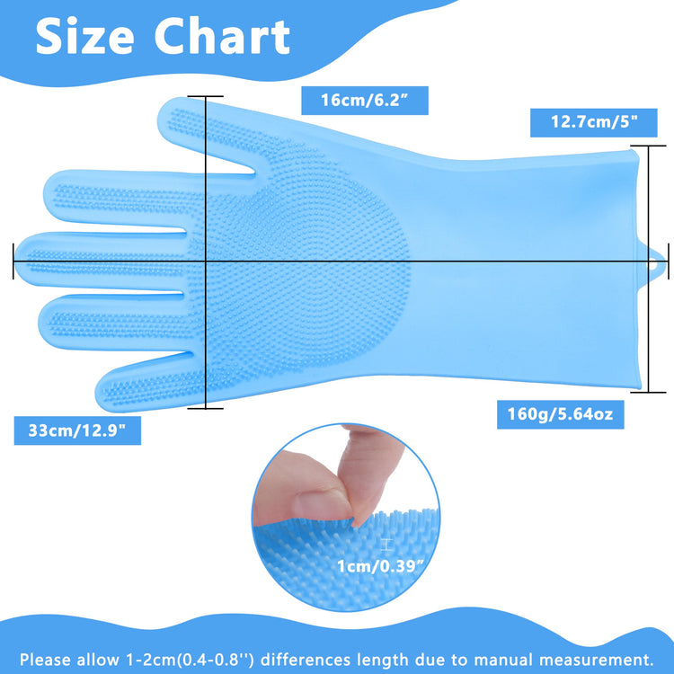 Pet Grooming Gloves—Dog Washing Gloves with High-Density Teeth, Dog Bath Scrubber with Enhanced Five Finger Design, Silicone Gloves for Dogs and Cats Bathing, Massage (Blue)