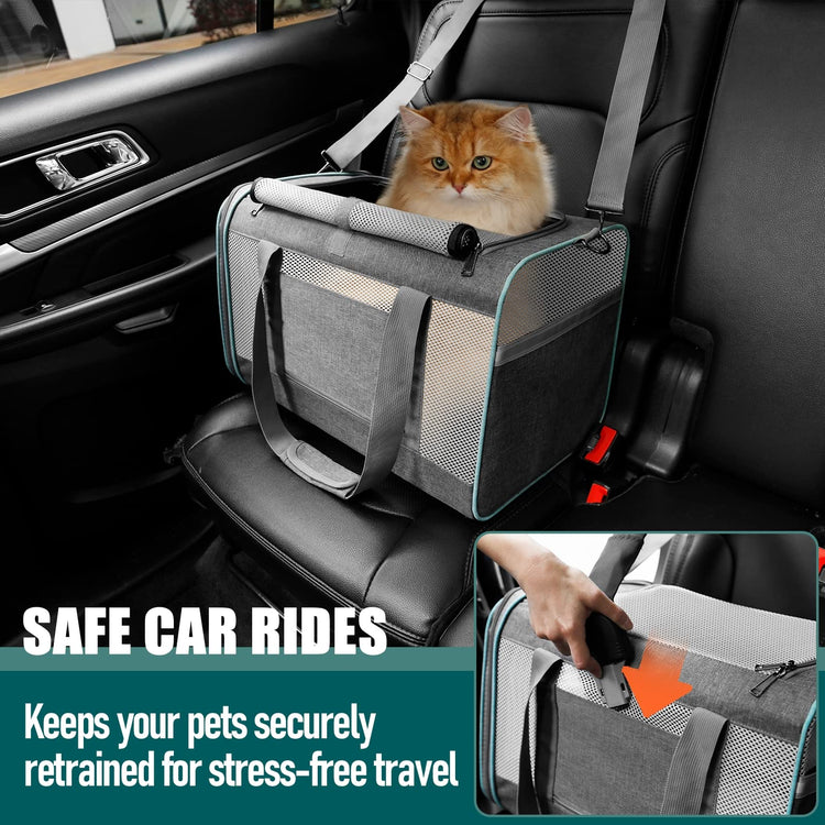 GAPZER Small Dog Carrier Cage Soft Chihuahua / Softshell Big Cat Carrier Maine Coon / Pet Taxi Carrying Bag over 25lbs / Top Loader Travel Kennel Brown