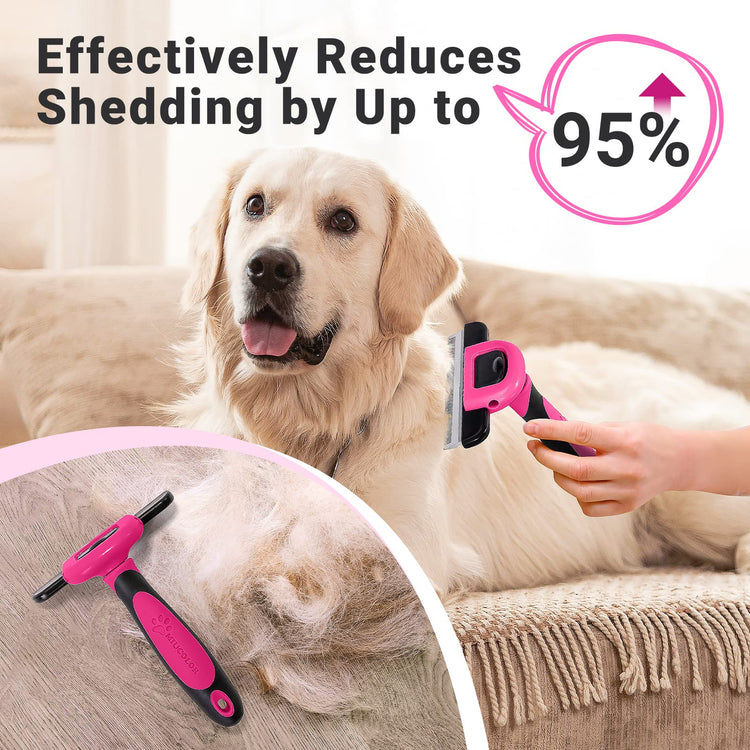 MIU COLOR Pet Grooming Brush, Deshedding Tool for Dogs & Cats, Effectively Reduces Shedding by up to 95% for Short Medium and Long Pet Hair, Purple