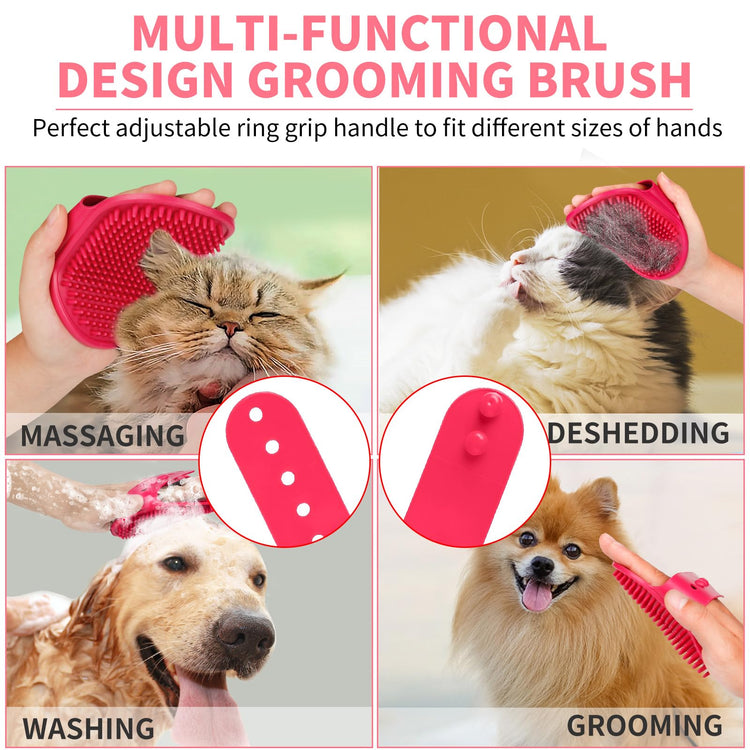 Comotech 6PCS Dog Bath Brush & Dog Toothbrush | Adjustable Handle Shampoo Brush & Scrubber for Short & Long Haired Dogs & Cats | Effectively Solve Odor & Stain Removal Problems (Blue Blue Blue.)