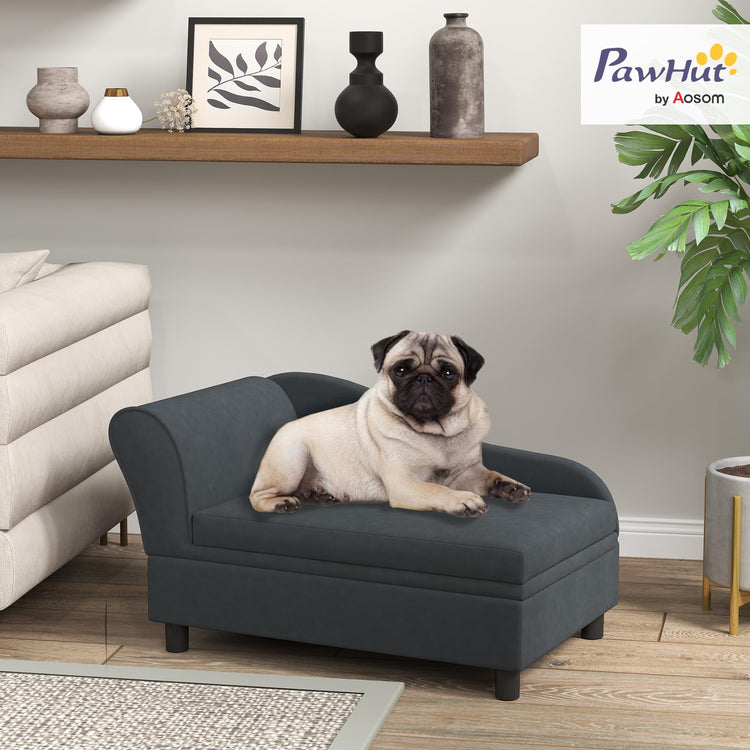 PawHut Luxury Fancy Dog Couch with Hidden Storage, Small Dog Sofa Bed with 2" Soft Foam, Modern Pet Furniture for Puppies & Little Breeds, Green