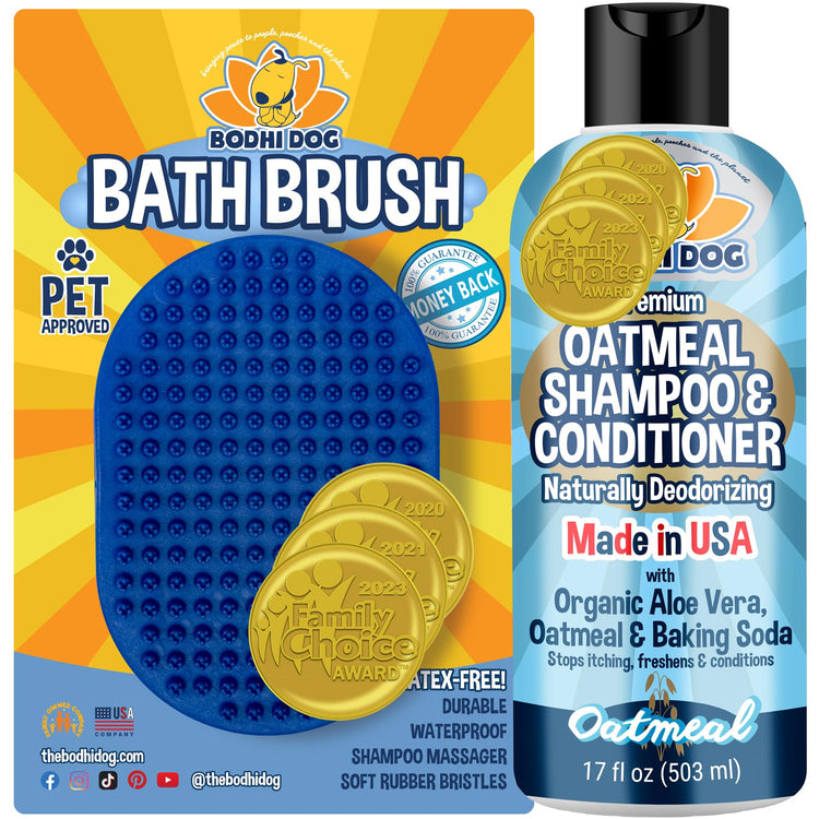 Bodhi Dog Shampoo Brush - Pet Grooming & Bath Supplies for Dogs and Cats - Bath Brush for Long & Short Hair - Premium Scrubber for Shower, Bathing & Massage (One Pack, Silver Glitter)