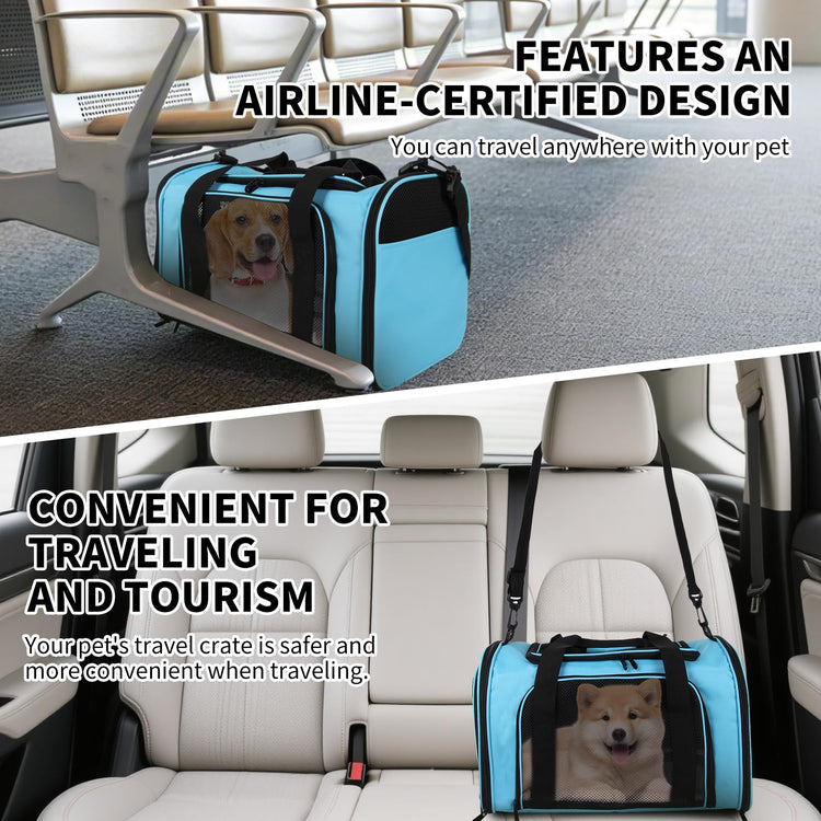 Cat Dog Carriers Soft-Sided, Pet Travel Carrier for Small Cats Dogs Under to15lbs, Soft-Solid Collapsible Carrier,(Medium,Green)