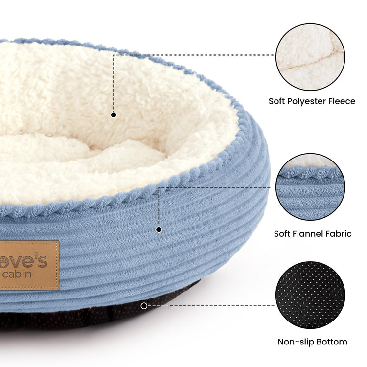 Love's cabin Round Donut Cat and Dog Cushion Bed, 20in Bed for Cats or Small Dogs, Anti-Slip & Water-Resistant Bottom, Super Soft Durable Fabric Pet Beds, Washable Luxury Cat & Dog Bed Gray
