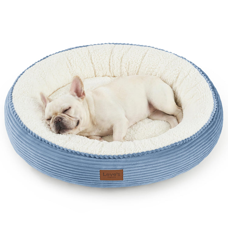Love's cabin Round Donut Cat and Dog Cushion Bed, 20in Bed for Cats or Small Dogs, Anti-Slip & Water-Resistant Bottom, Super Soft Durable Fabric Pet Beds, Washable Luxury Cat & Dog Bed Gray