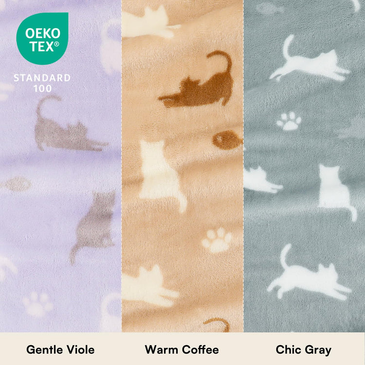 Luciphia 1 Pack 3 Blankets Super Soft Fluffy Premium Fleece Pet Blanket Flannel Throw for Dog Puppy Cat Paw Brown/Pink/White Small(23x16 inch)