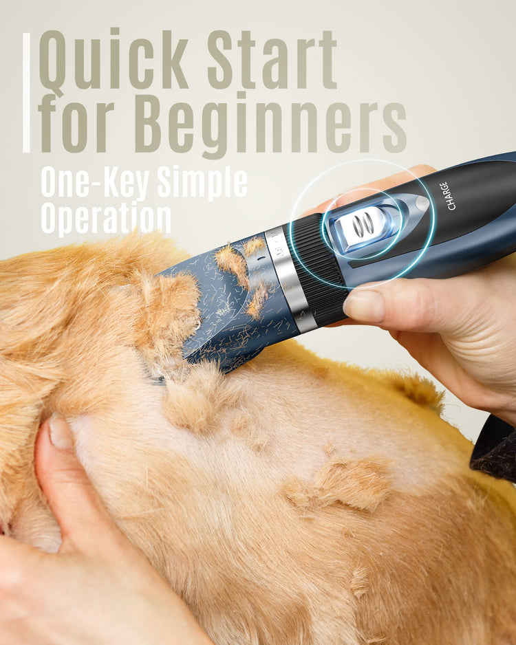 oneisall Dog Clippers Low Noise, Dog Grooming Kit with Rechargeable, Pet Shaver Cordless Electric Quiet Hair Clipper Set for Dogs Cats Pets（Gold）