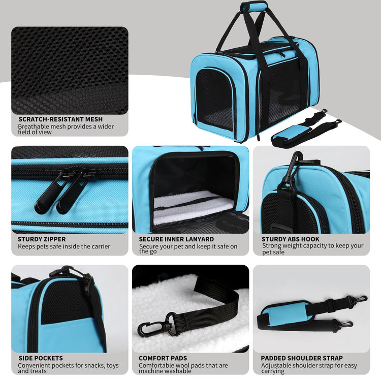 Cat Dog Carriers Soft-Sided, Pet Travel Carrier for Small Cats Dogs Under to15lbs, Soft-Solid Collapsible Carrier,(Medium,Green)