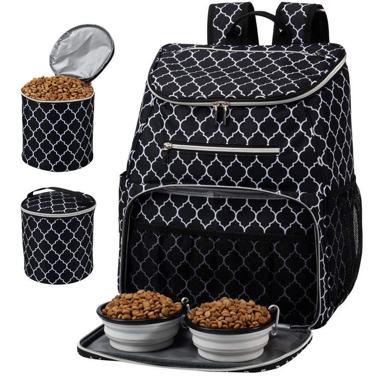 BAGLHER丨Dog Travel Bag Backpack, Airline Approved Pet Supplies Backpack, Dog Travel Bag with 2 Silicone Collapsible Bowls and 2 Food Baskets, Black