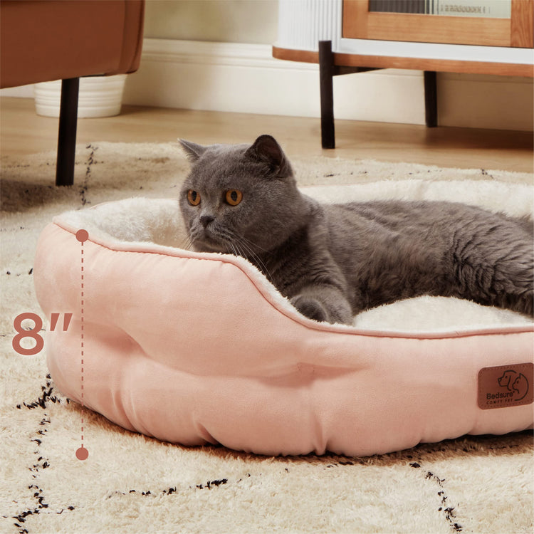 Bedsure Dog Beds for Small Dogs - Round Medium Cat Beds for Indoor Cats, Washable Pet Bed for Puppy and Kitten with Slip-Resistant Bottom, 25 Inches, Taupe