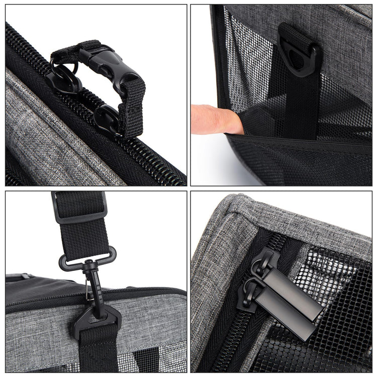 Wakytu Airline Approved Pet Carrier, TSA Approved Soft Sided Travel Bag for Small Dogs and Cats, 5 Mesh Windows & Padded Shoulder Strap for Plane Underseat, 17.7"x11"x8.3"