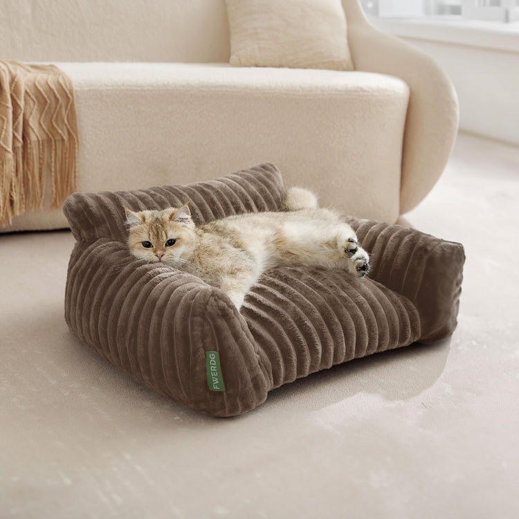 Cute Couch Bed for Pets, Supportive Cat Sofa for Indoor Cats, Small Dog Sofa Bed for Small Dogs, Grey, 24 inches