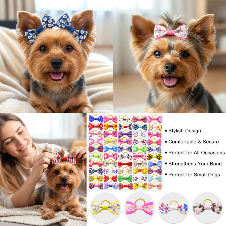 QingHan Dog Hair Bows Small Puppy Clips for Pet Grooming Accessories Doggy Gifts 60Pcs (30 Pairs)