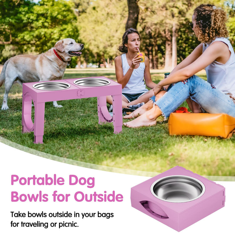 XIAZ Elevated Dog Bowls Large Breed Raised Dogs Bowl Stand Large/Medium Sized Dog Stainless Steel Food Water Bowl Stands 5 Heights Adjustable 9/11/12/14in Black Pet Feeder Dish Station
