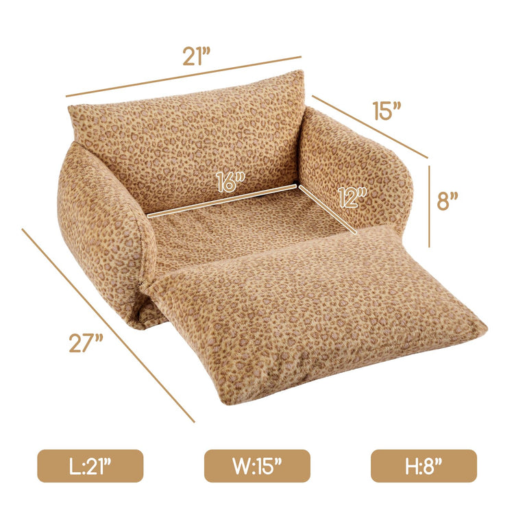 Hollypet Cat Bed Fluffy Plush Multifunctional Double-Layer Machine Washable Soft Warming Kitty Pet Couch Orthopedic Nest Beds for Small Cats Kitten and Dogs up to 13lbs, Khaki(25x20x13 inch)