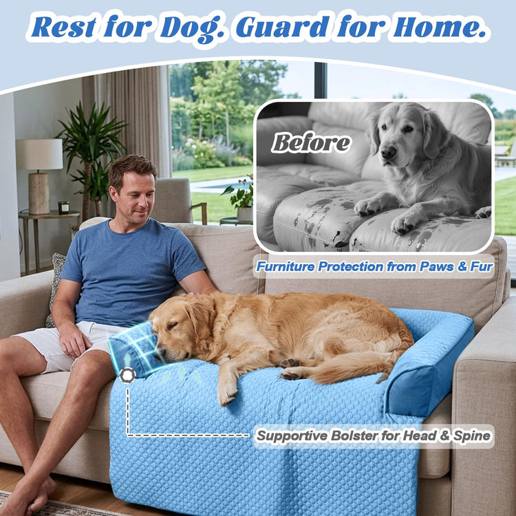 Calming Dog Bed Fluffy Plush Dog Mat for Furniture Protector with Removable Washable Cover for Large Medium Small Dogs and Cats (Small(35x31x5), Light Grey)