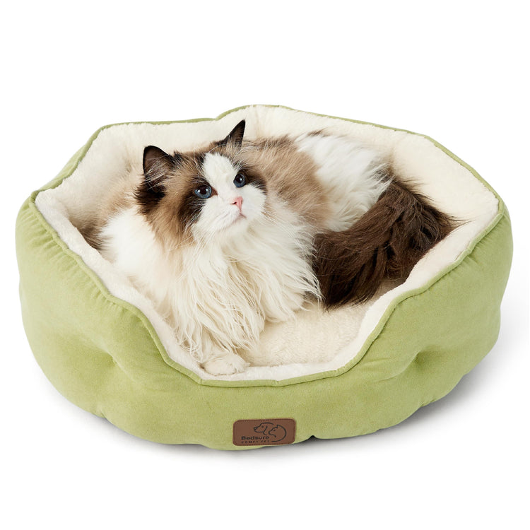 Bedsure Dog Beds for Small Dogs - Round Medium Cat Beds for Indoor Cats, Washable Pet Bed for Puppy and Kitten with Slip-Resistant Bottom, 25 Inches, Taupe