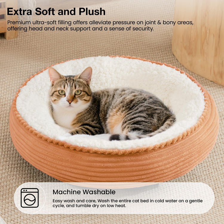Love's cabin Round Donut Cat and Dog Cushion Bed, 20in Bed for Cats or Small Dogs, Anti-Slip & Water-Resistant Bottom, Super Soft Durable Fabric Pet Beds, Washable Luxury Cat & Dog Bed Gray