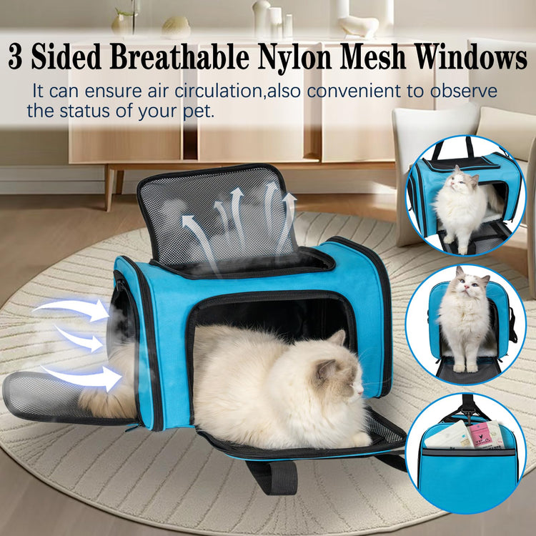 Cat, Dog Carrier for Small Medium Pet Carriers Up to15Lbs, Cats Carrier Soft- Sided Puppy Dogs Bag Portable Foldable Airline Approved Carrier Travel (Green 18 * 11 * 11)