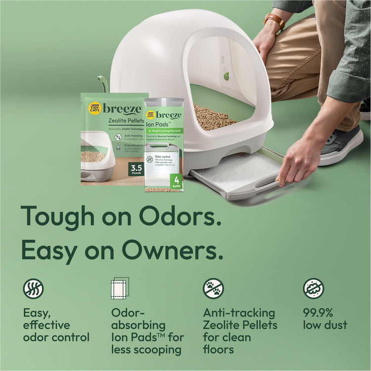 Purina Tidy Cats Litter Box System, BREEZE System Starter Kit Litter Box, Litter Pellets & Pads